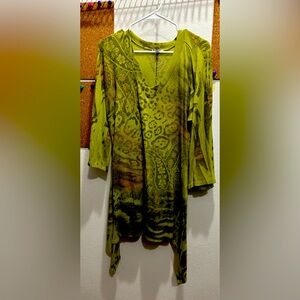 DB Sport Olive Green Abstract Nature Print Tunic - Size S